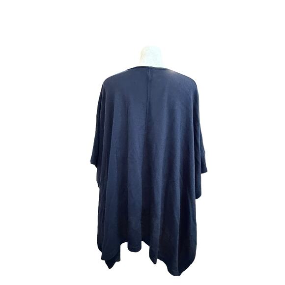 J. Jill Knit Top Woman OS Navy Poncho Cape Lightweight Drapey Boxy Merino Wool - Picture 5 of 9